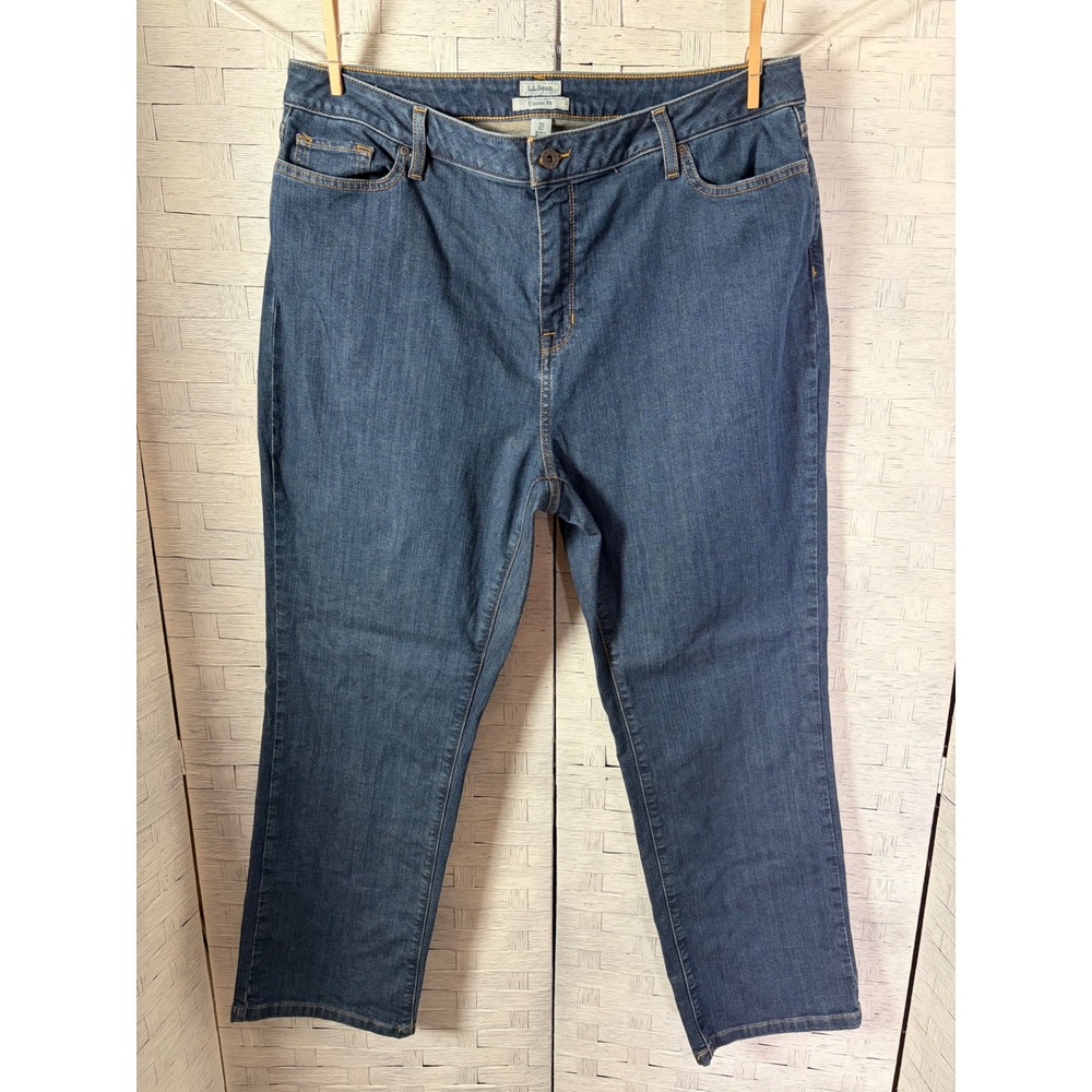 LL Bean Womens Jeans Classic Fit Straight Leg Jeans Blue Denim Plus Size 500301